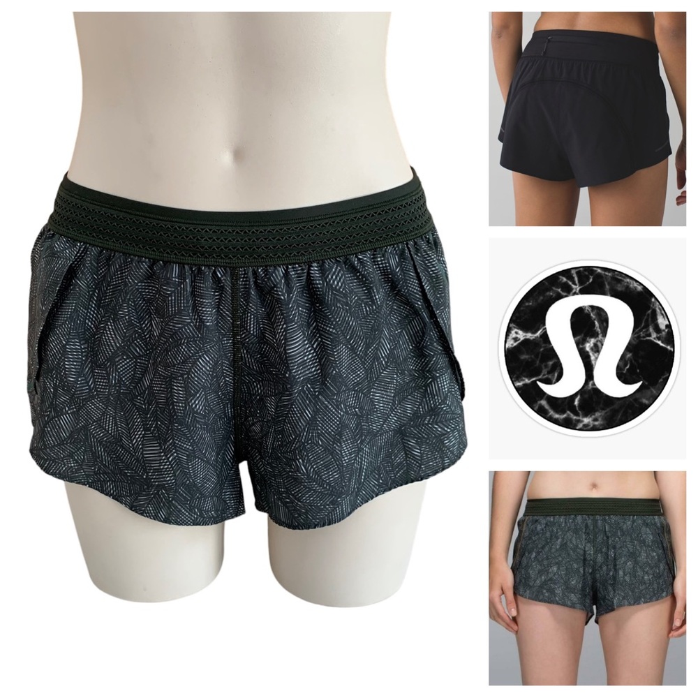 Lululemon Run Split Second Short Gator Green Jazzy White Swift Ultra